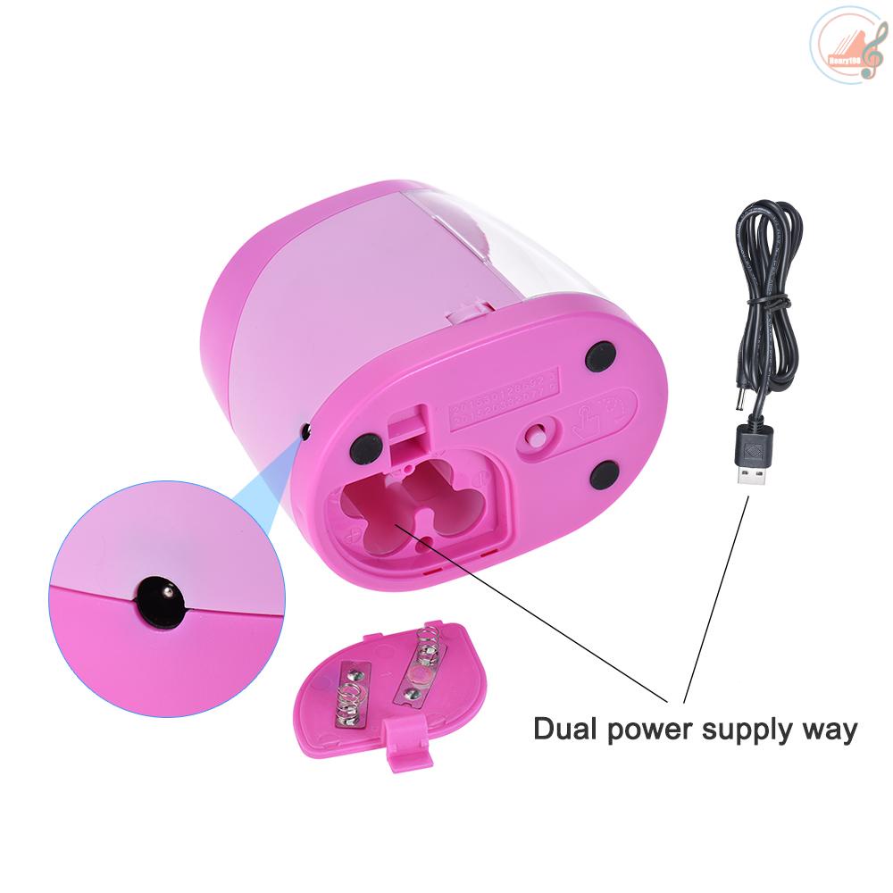 Automatic Electric Pencil Sharpener Battery or USB Powered with 3 Graphite Point Tip Modes for Home School Classroom Student Artist Crafts Kids Pink