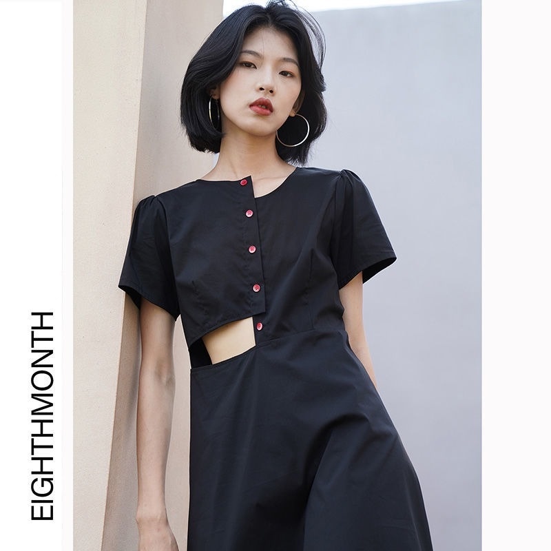 Đầm Đen Phong Cách Retro Pháp Hợp Mùa Xuân Thu