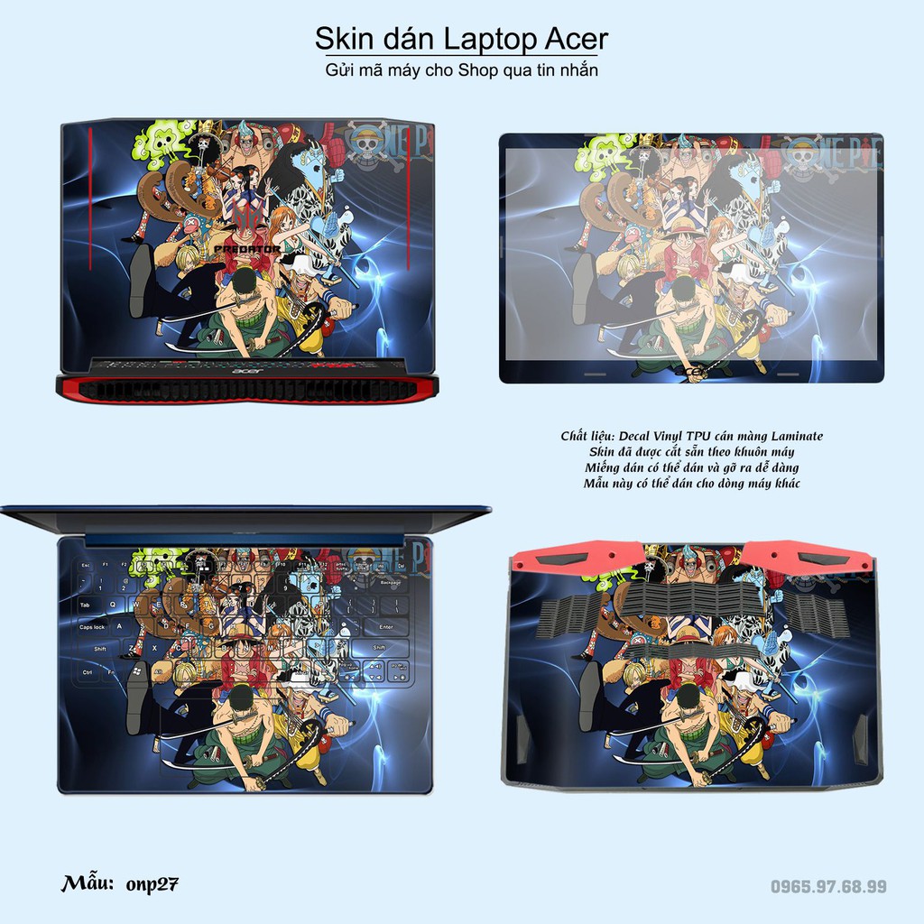 Skin dán Laptop Acer in hình One Piece nhiều mẫu 22 (inbox mã máy cho Shop)