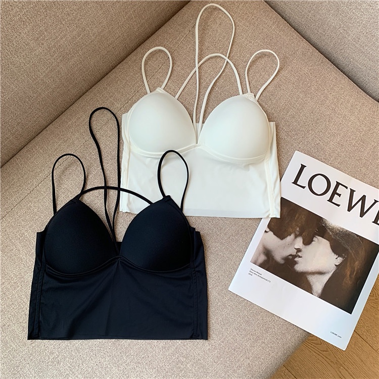 Áo bra 2 dây chất su mịn, cúp V khoét ngực gợi cảm, kèm mút mỏng HLBOUTIQUE 2146