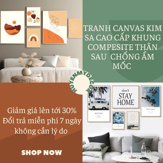 (25 Mẫu) Bộ 5 Tranh treo tường decor siêu xinh đã có khung tặng đinh treo tranh, giá rẻ vô địch