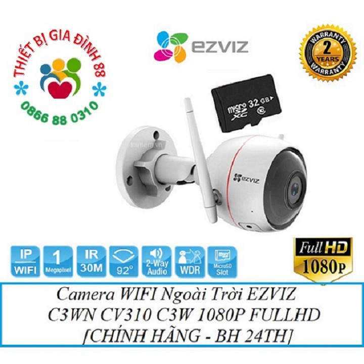 Camera WIFI 2M 1M Ngoài Trời HIKVISION EZVIZ C3WN CV310 C3W 1080P FULLHD [CHÍNH HÃNG - BH 24TH]