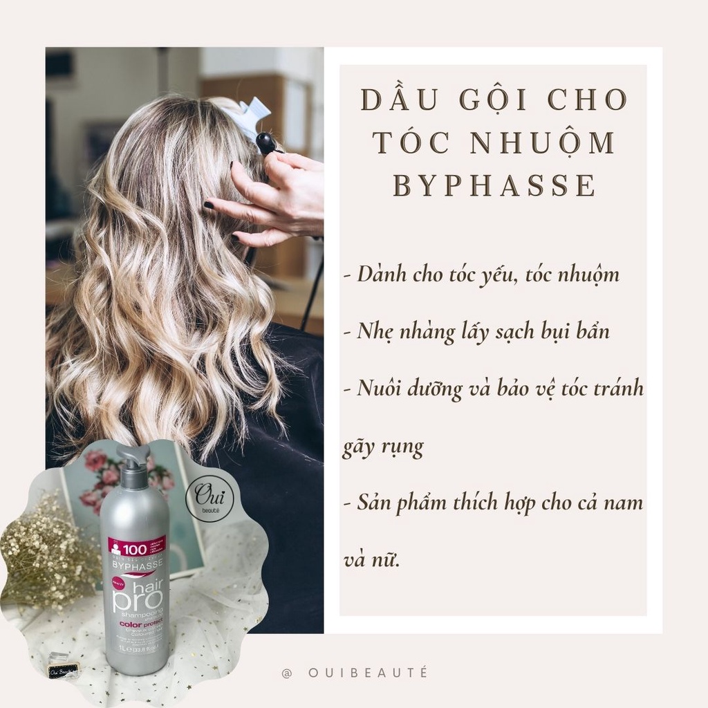 Dầu gội dành cho tóc nhuộm Byphasse Soin Des Cheveux Hair Pro Shampooing Color Protect 1000ml Ouibeaute