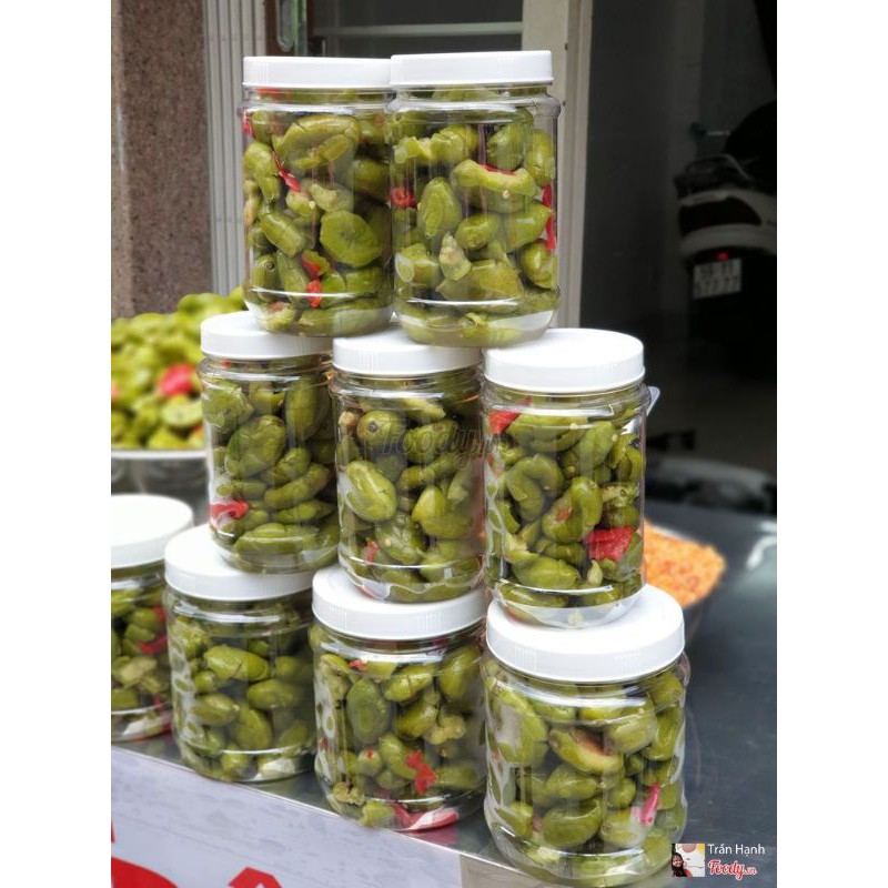 hủ, hộp 500gr Cà na đập dập ngâm đường phèn kèm muối tây ninh món ăn vặt cho mọi lứa tuổi vị chua ngọt dễ ăn