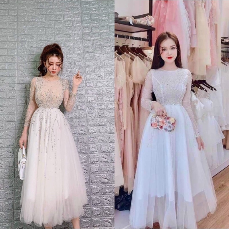 ĐẦM XOÈ DỰ TIỆC ĐÍNH HẠT full size S/M/L/XL ( ảnh và video chủ shop tự quay )