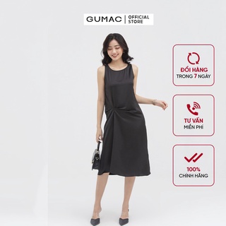 Đầm dáng suông nữ sát nách xoắn eo GUMAC nhiều màu dễ thương DB818