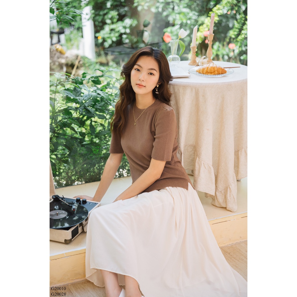 Len cộc tay cổ tròn gân vai bồng ly TIIN STORE G21026