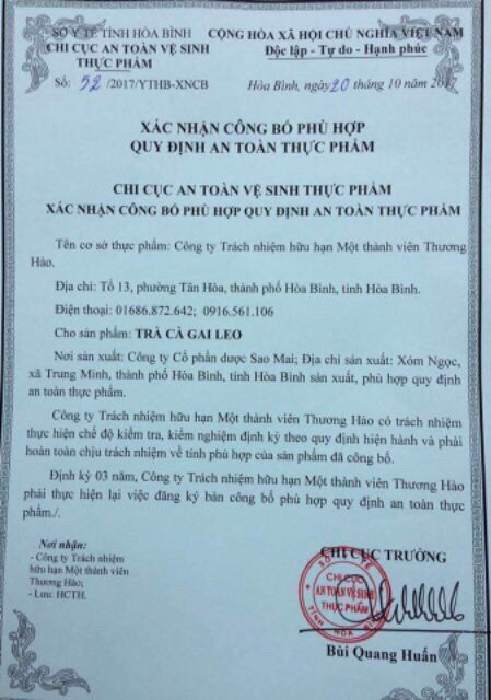 Trà túi lọc cà gai leo Hoà Bình hộp 20 gói chuẩn GACP-WHO (có chứng nhận ATVSTP)