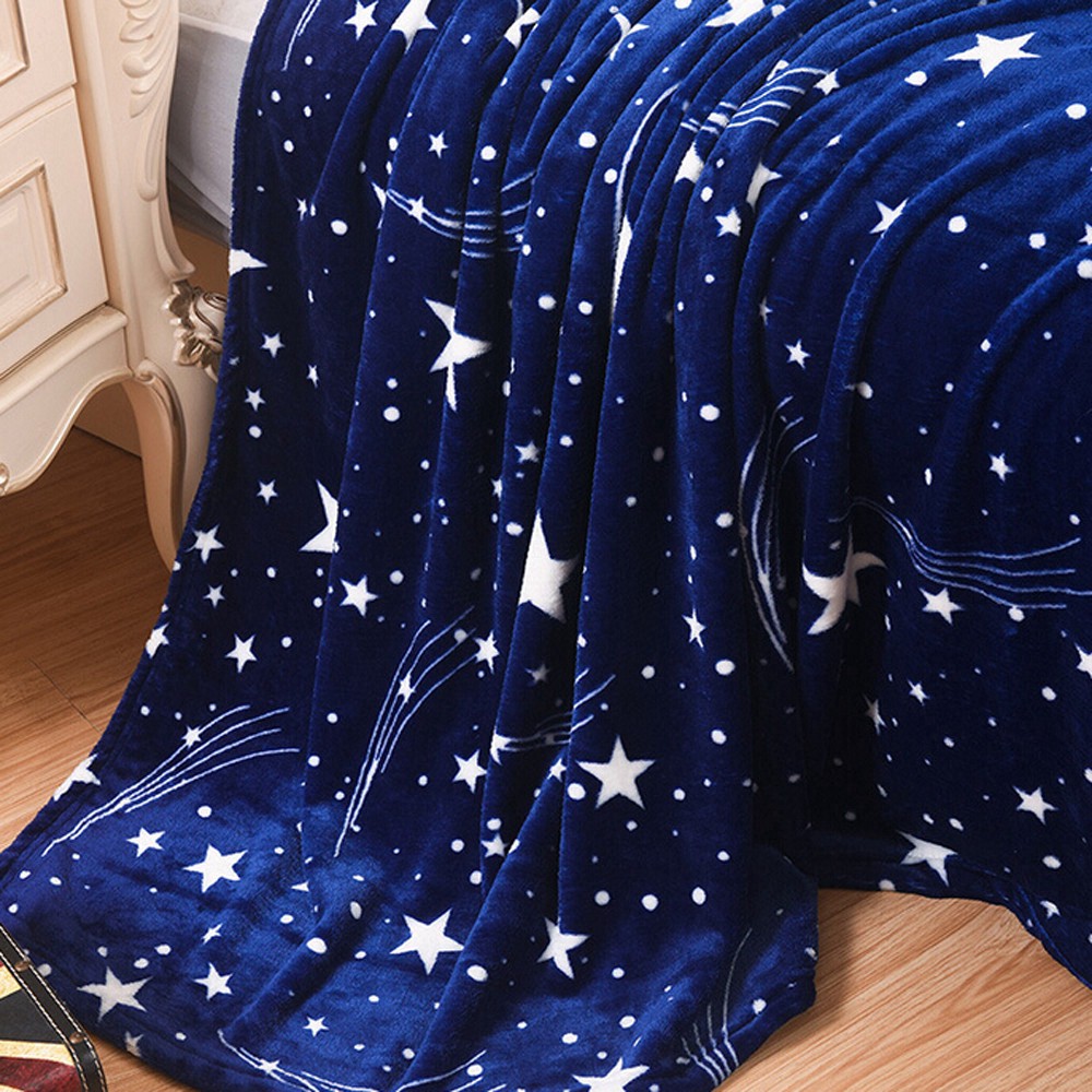 Bộ Đồ Ngủ Vải Flannel Siêu Mềm Ấm Áp In Hình Ngôi Sao Dễ Thương