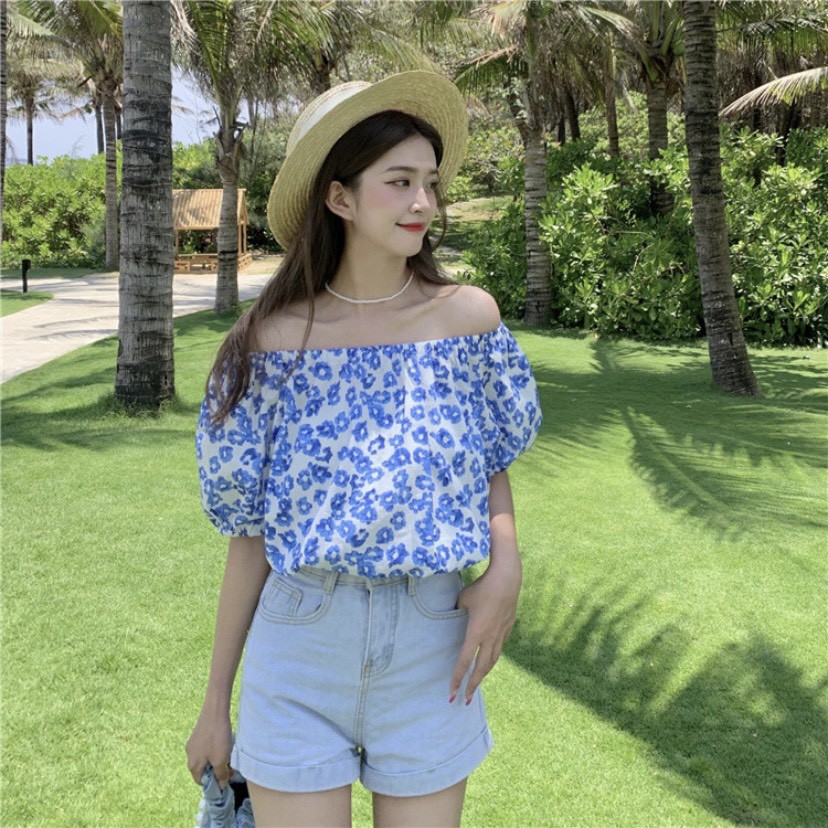Áo thô hoa trễ vai hoặc 2 kiểu siêu xinh Ulzzang style  Hàng quảng Châu