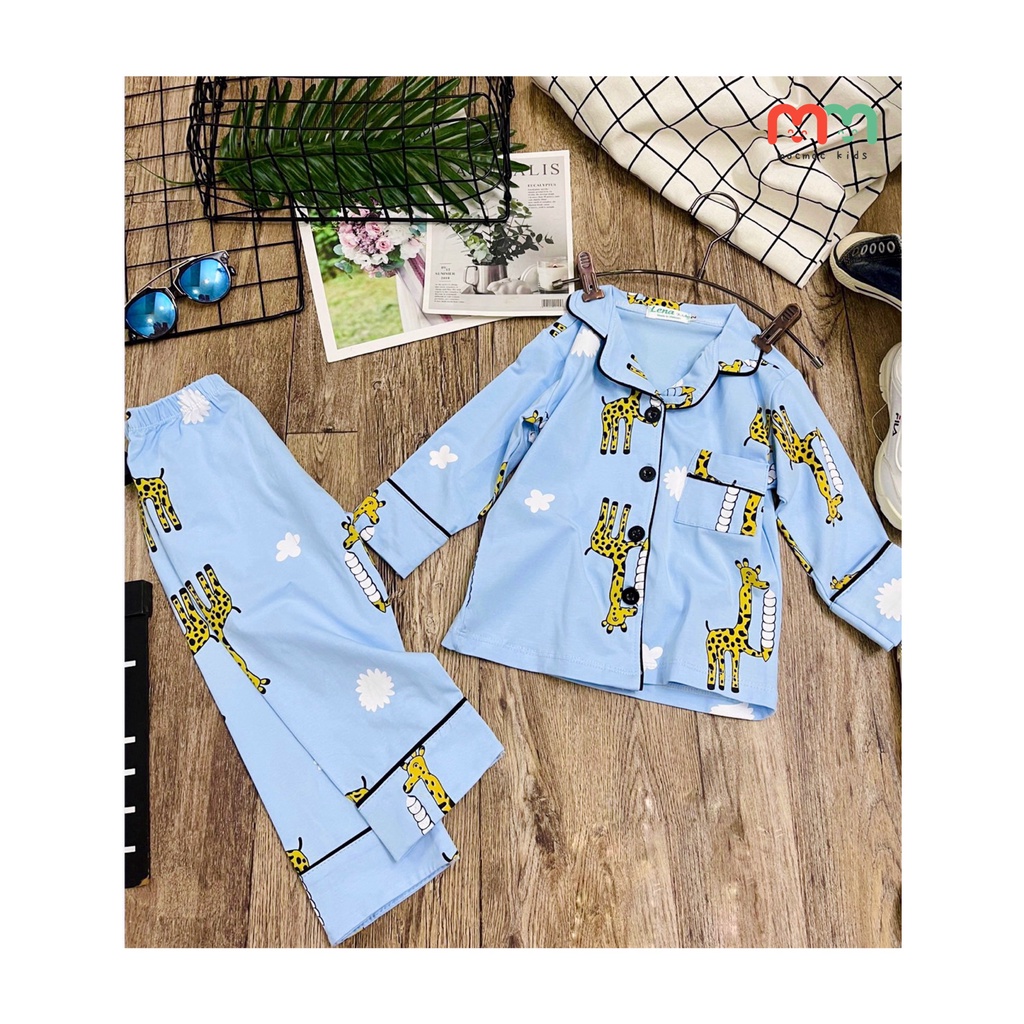 Đồ ngủ pijama dài tay bé trai bé gái thun cotton cao cấp mềm mịn mát cho bé 10kg đến 40kg