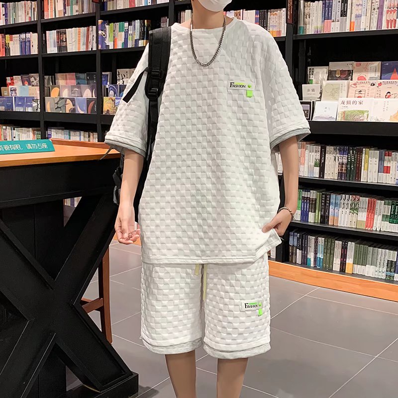 Bộ Nam Quần Áo Thiết Kế Đơn Giản Thời Trang Hàn Quốc Cho Nữ Set Đồ Thể Thao Gồm Áo Thun UnisexTay Ngắn Màu Trơn + Quần Nam