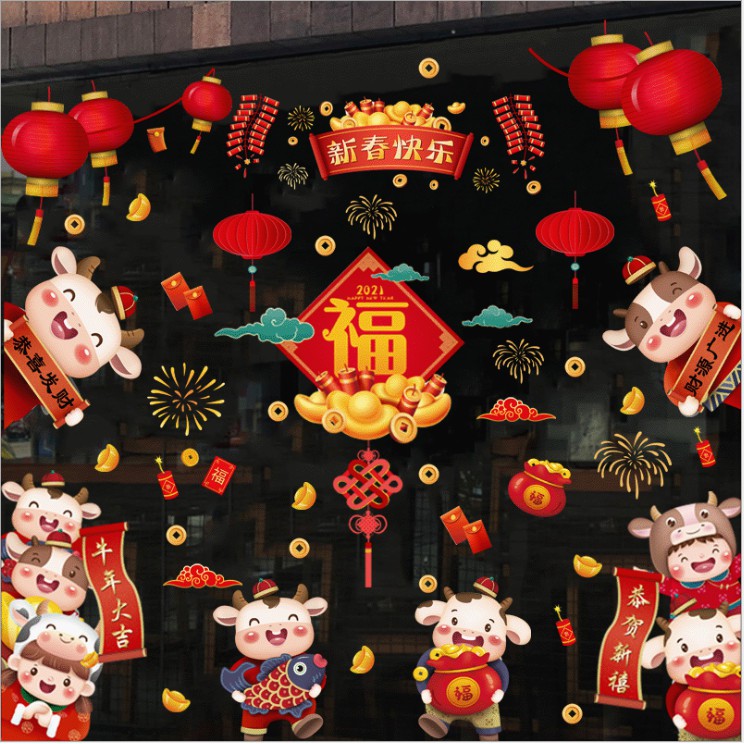 Decal Happy new years - chúc mừng năm mới trang trí nhà cửa AmyShop