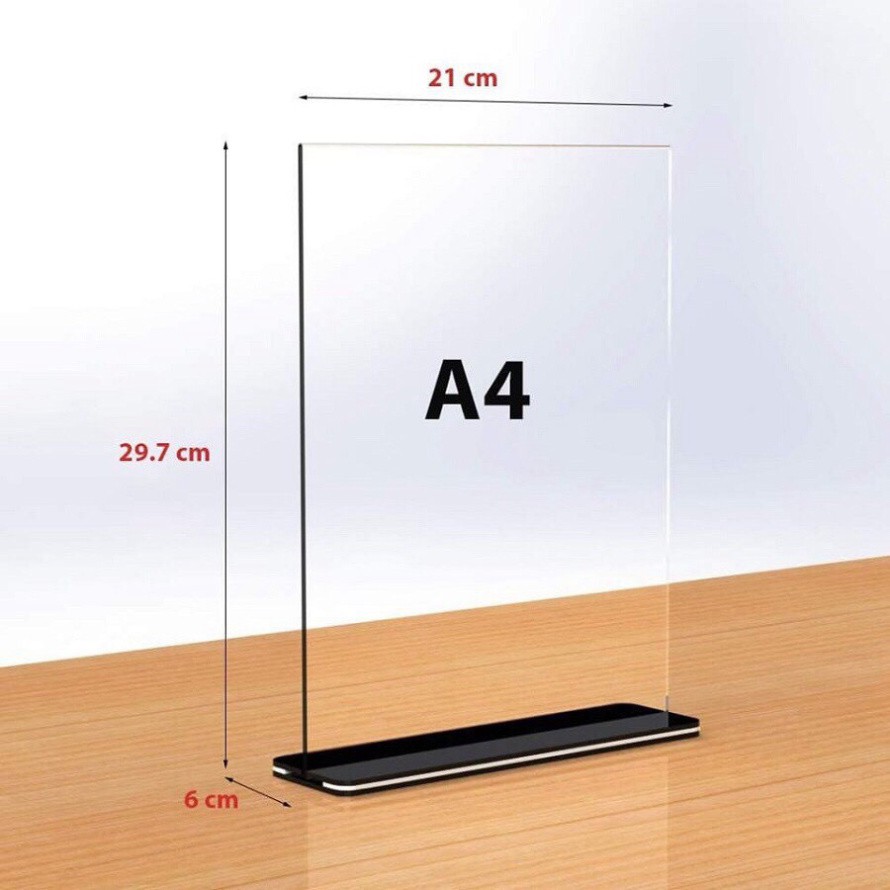 [G06] Standee Menu Mica A4, Menu để bàn A5, A6 Đế lùa 02 mặt, Mica Đài Loan S024