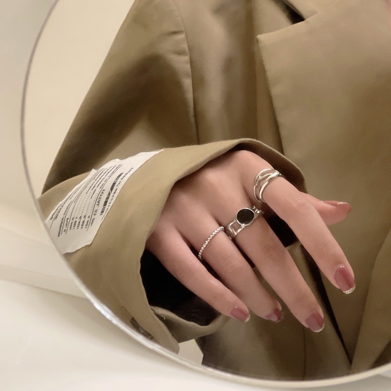 Set 3 nhẫn bạc thiết kế đơn giản thời trang cho nữ