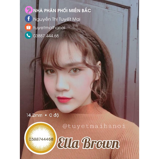 Lens Nâu Tây Ella Brown 14.2mm 0 độ - Kính Áp Tròng Vassen Sexy Me