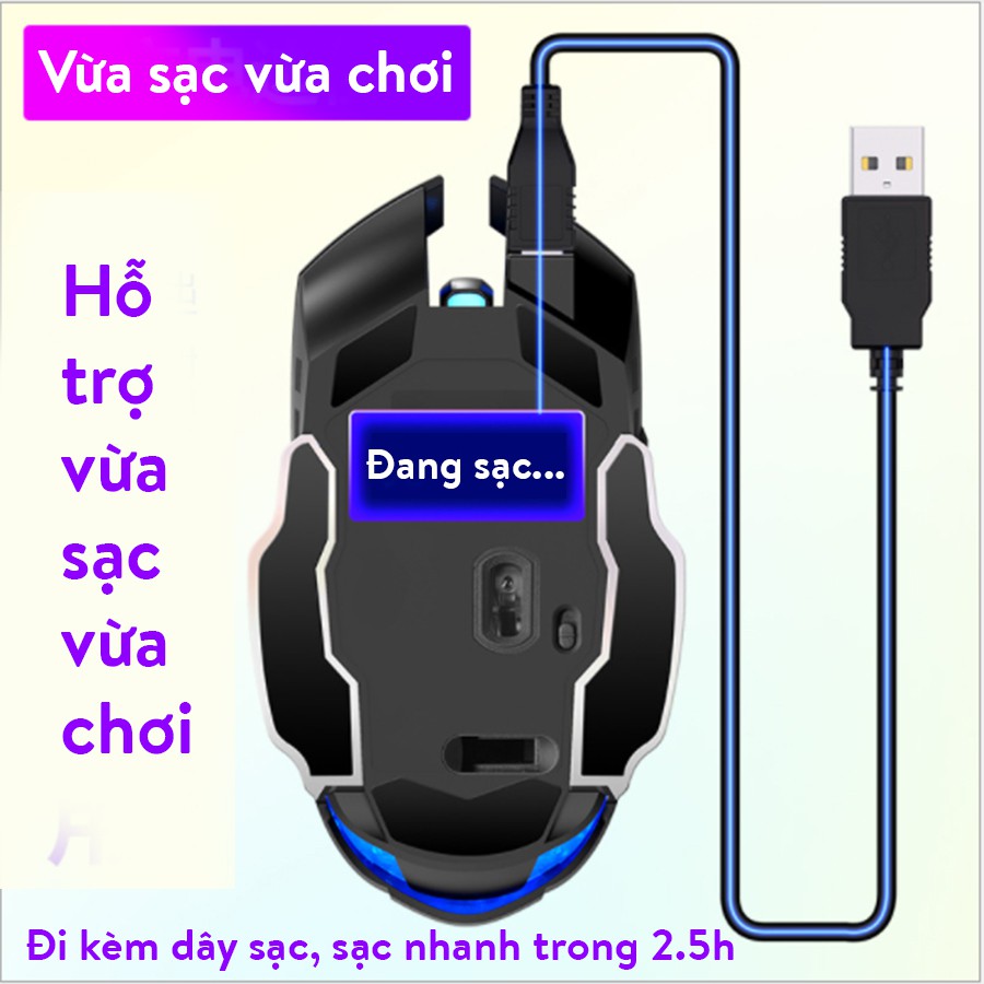 Chuột không dây Latope chuyên game chuột máy tính Gaming Led BLUE A4