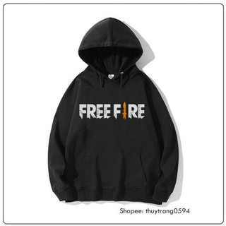 SALE- Áo Hoodie Đen Trắng In Logo Game Free Fire - áo FF chất