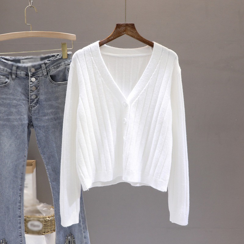 Áo Khoác Len Cardigan Tay Dài Cổ Chữ V Dáng Rộng Dễ Phối Đồ | BigBuy360 - bigbuy360.vn