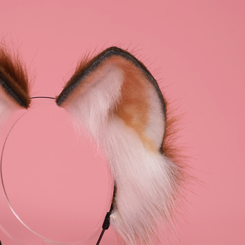Băng Đô Cài Tóc Hình Tai Thú Lông Xù Handmade Hóa Trang Halloween Cho Bé Gái