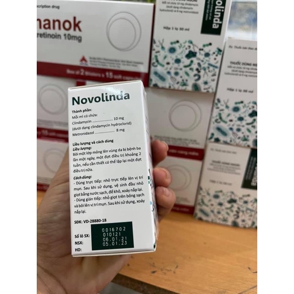 novolinda 30ml- chấm lên mụn trứng cá lọ 30ml