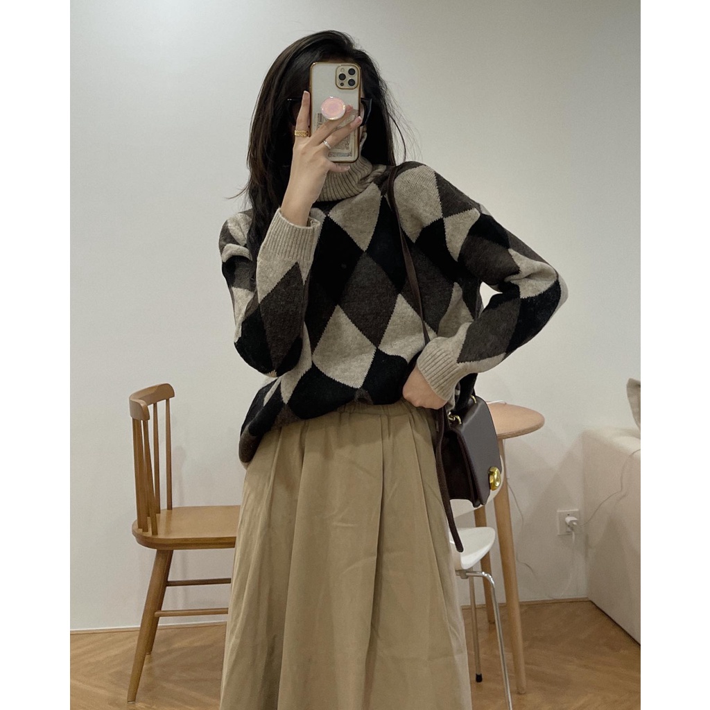 (Ảnh thật) Len trám cổ lọ oversized Audrey 4757 | BigBuy360 - bigbuy360.vn
