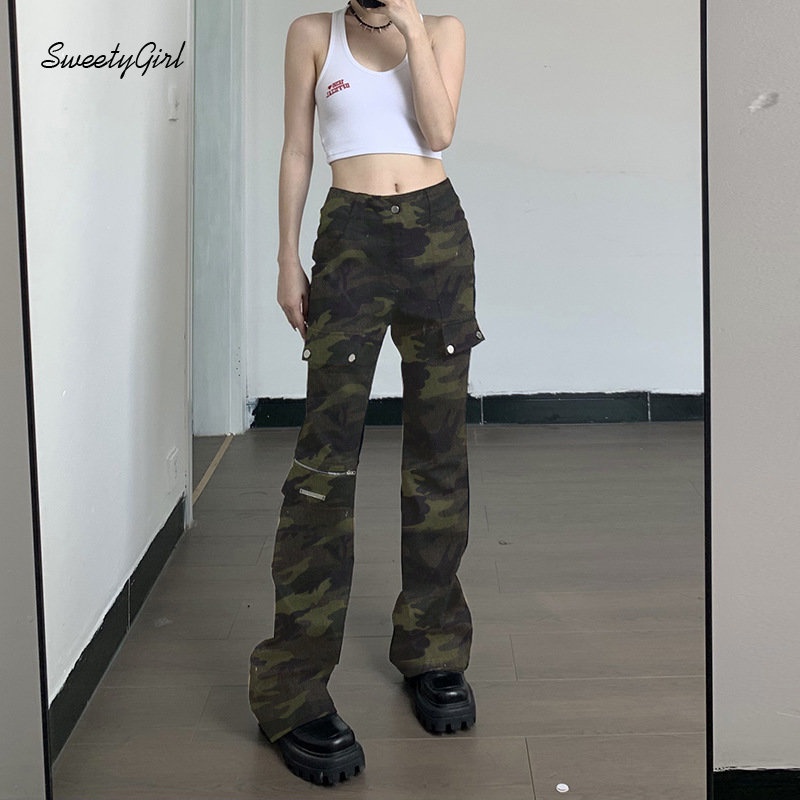 Quần Dài Ống Loe Lưng Cao Phối Màu Tương Phản Có Khóa Kéo Thời Trang 2022 Cho Nữ