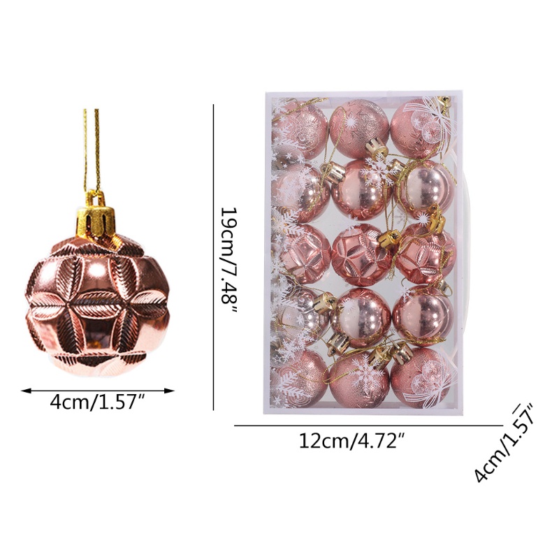 Set 15 Phụ Kiện Trang Trí Cây Thông Noel Chống Vỡ Kích Thước 1.57 &quot;