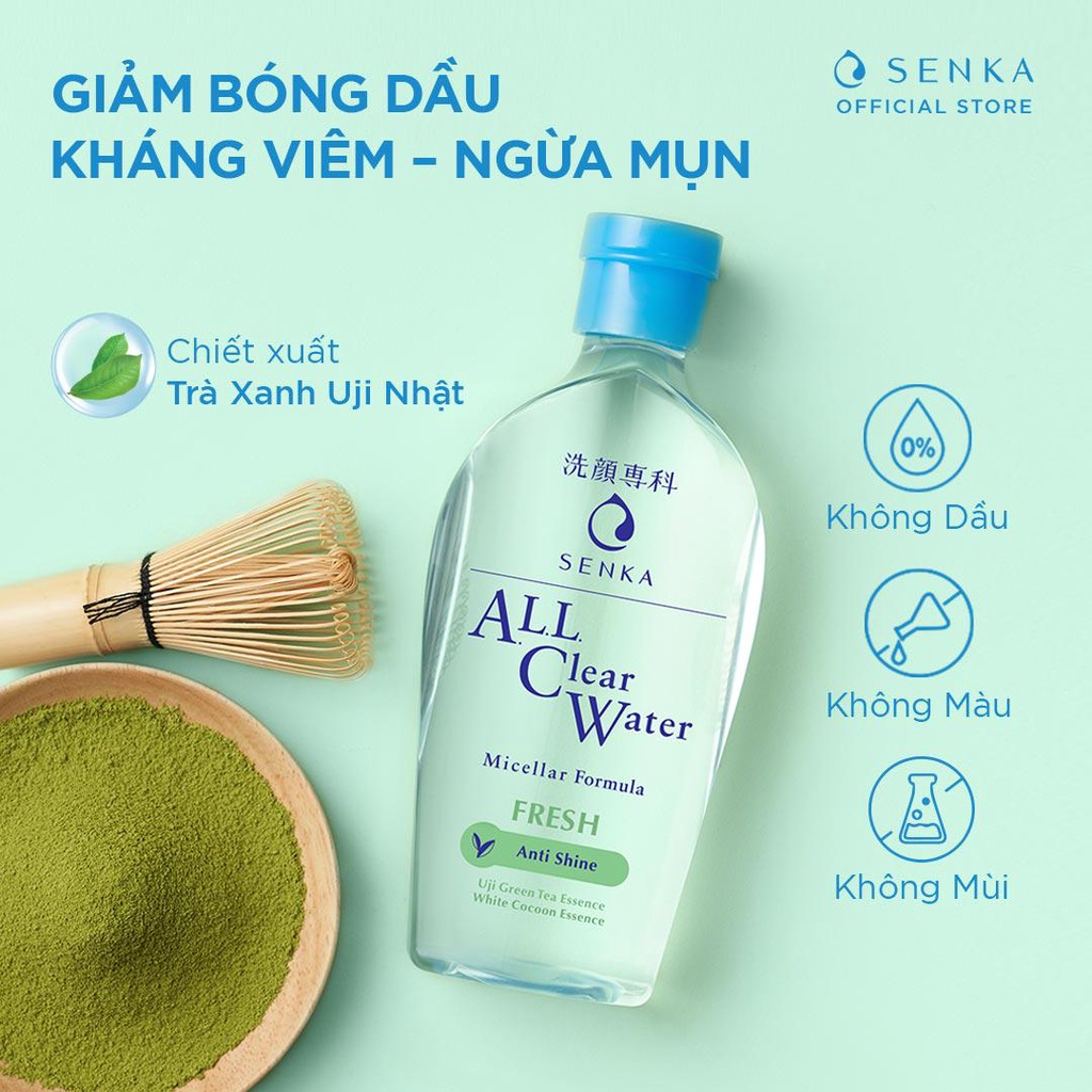 [Có Bill] Nước Tẩy Trang SENKA All Clear Water 230ml, Da Dầu