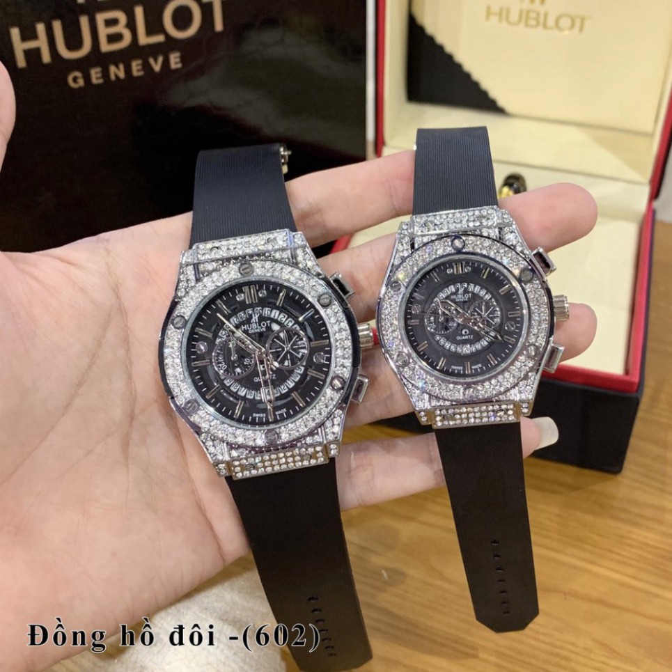 Đồng hồ nam dây da cao su Hublot -42mm và 34mm - unisex cặp đôi dây cao su -Tặng hộp da cao cấp