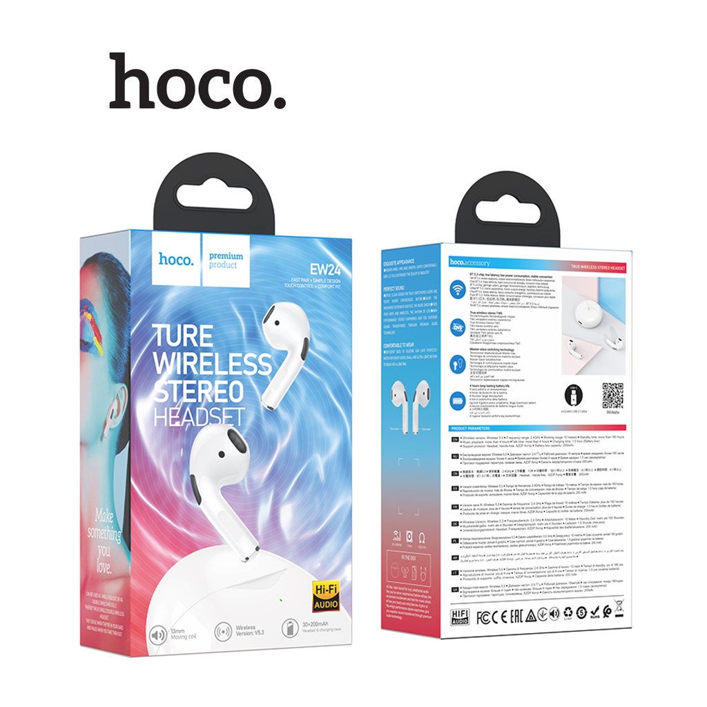 Tai nghe Bluetooth V5.3 Hoco EW24 hỗ trợ đổi tên âm thanh Hi-Fi - BH 12 tháng (Màu ngẫu nhiên)