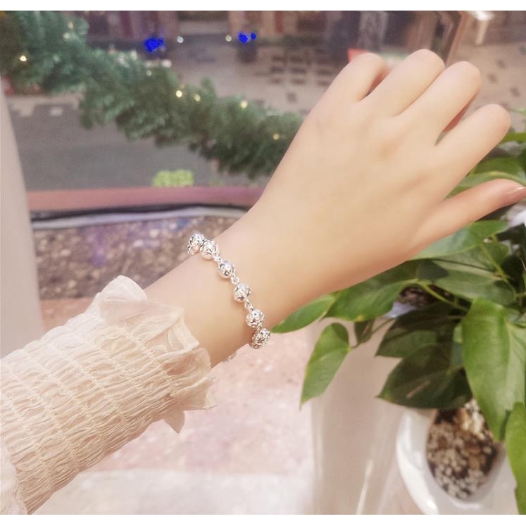 Vòng tay mạc bạc 925 phối hạt rỗng xinh xắn