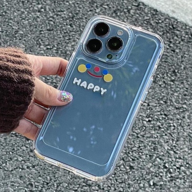 Ốp iPhone tpu mềm trong suốt bảo vệ camera hình mặt cười thích hợp cho iphone 11 7 8 plus 13 pro max 12 pro max