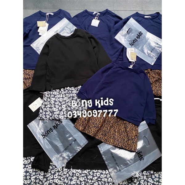 Váy Nỉ Bé Gái Dáng Suông Phối Leopart MG