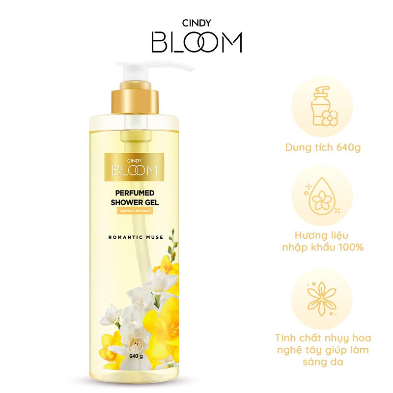 Combo Sữa tắm nước hoa 640g + Nước hoa Cindy Bloom 30ml Romantic Muse hương quyến rũ lãng mạn