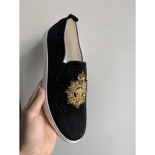 Giày Versace đính đá, giày lười cườm đá dành cho nam