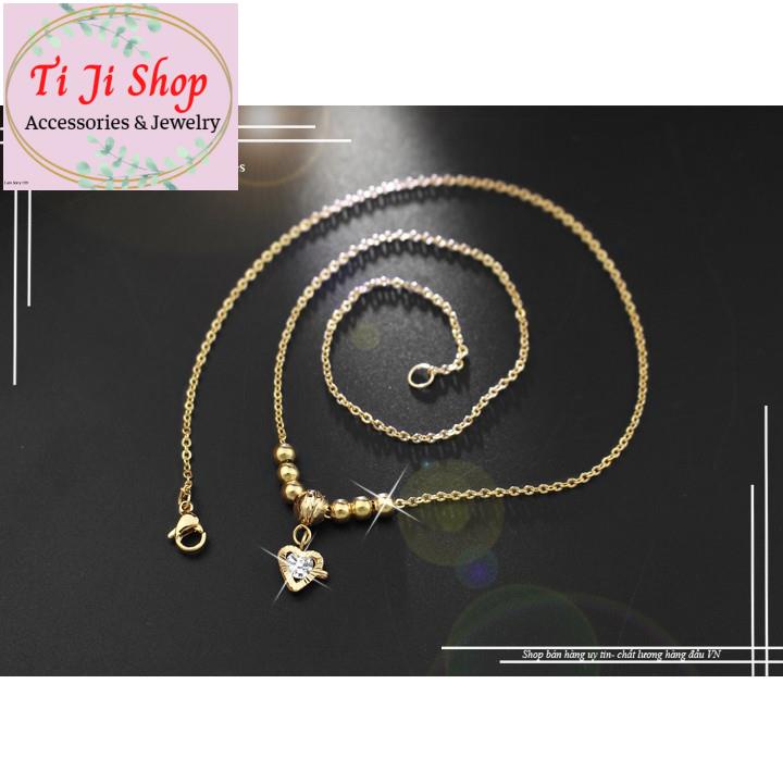 DÂY CHUYỀN NỮ INOX KIỂU TRÁI TIM MẠ VÀNG CÁCH ĐIỆU BI - siêu đẹp,