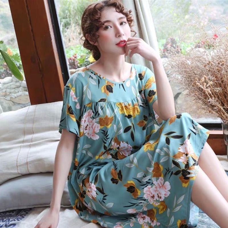 Đầm Tay Ngắn Plus Size Thời Trang Mùa Hè Cho Phụ Nữ Trung Niên