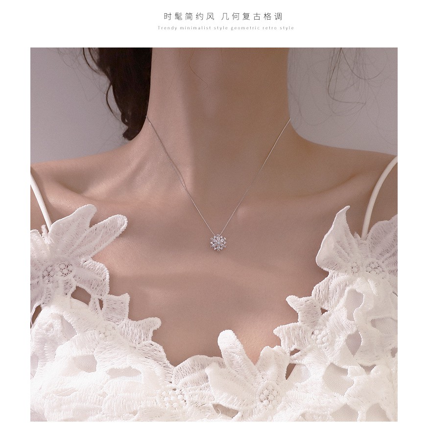 Bạc 925 nữ bông tuyết vòng cổ trang sức thời trang đơn giản