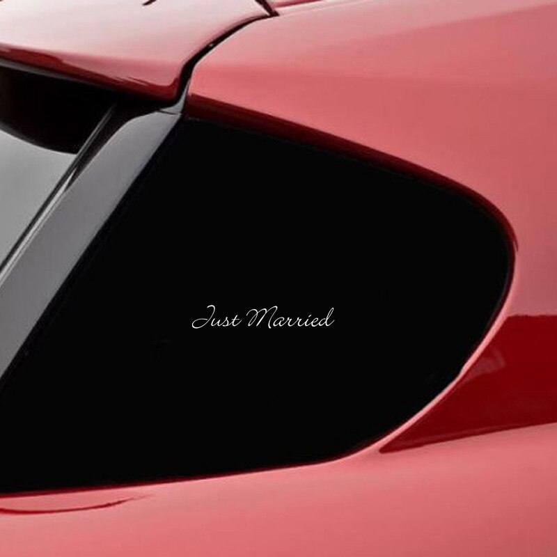 Đề can vinyl chữ Just Married chống thấm nước chất lượng cao trang trí xe hơi kích cỡ 17cmx2.8cm