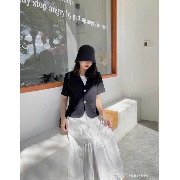[RÁCH STORE] ÁO SƠ MI CỔ VEST TÚI VUÔNG 2 NÚT TAY NGẮN (1735)