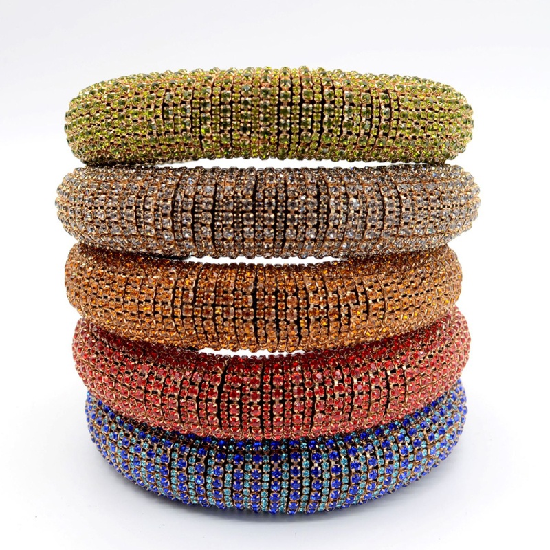 Flgo Băng Đô Đệm Mút Xốp Đính Đá Lấp Lánh Nhiều Màu Sắc Phong Cách Baroque