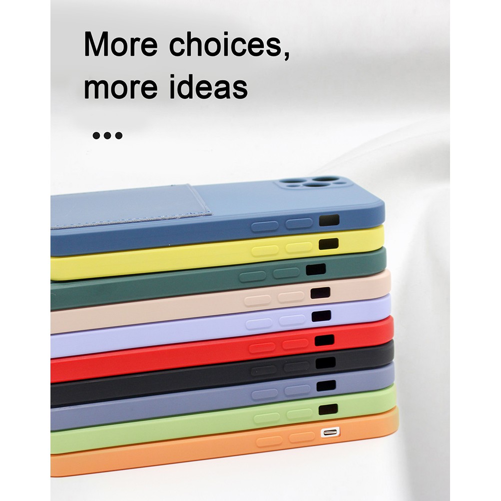 Ốp điện thoại silicone mềm có ngăn đựng thẻ thích hợp cho iphone 12Pro Max 7 8 Plus X Xs Max XR 11Pro Max
