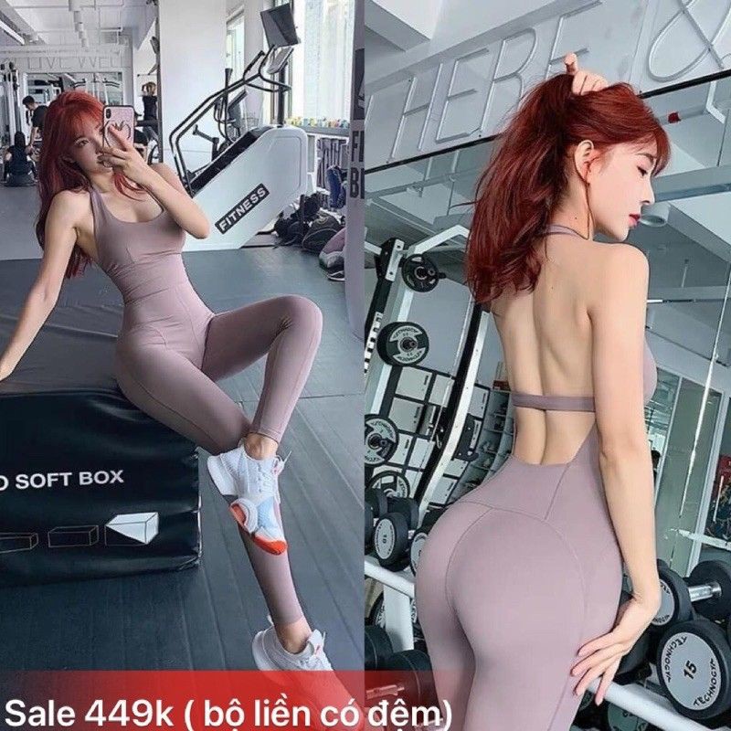 Bộ đồ liền thân - JUMPSUIT TẬP YOGA CAO CẤP Hở lưng màu coffee