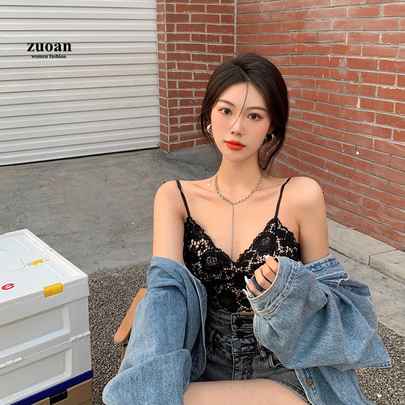 Áo hai dây SUXI phối ren kiểu dáng quyến rũ cho nữ