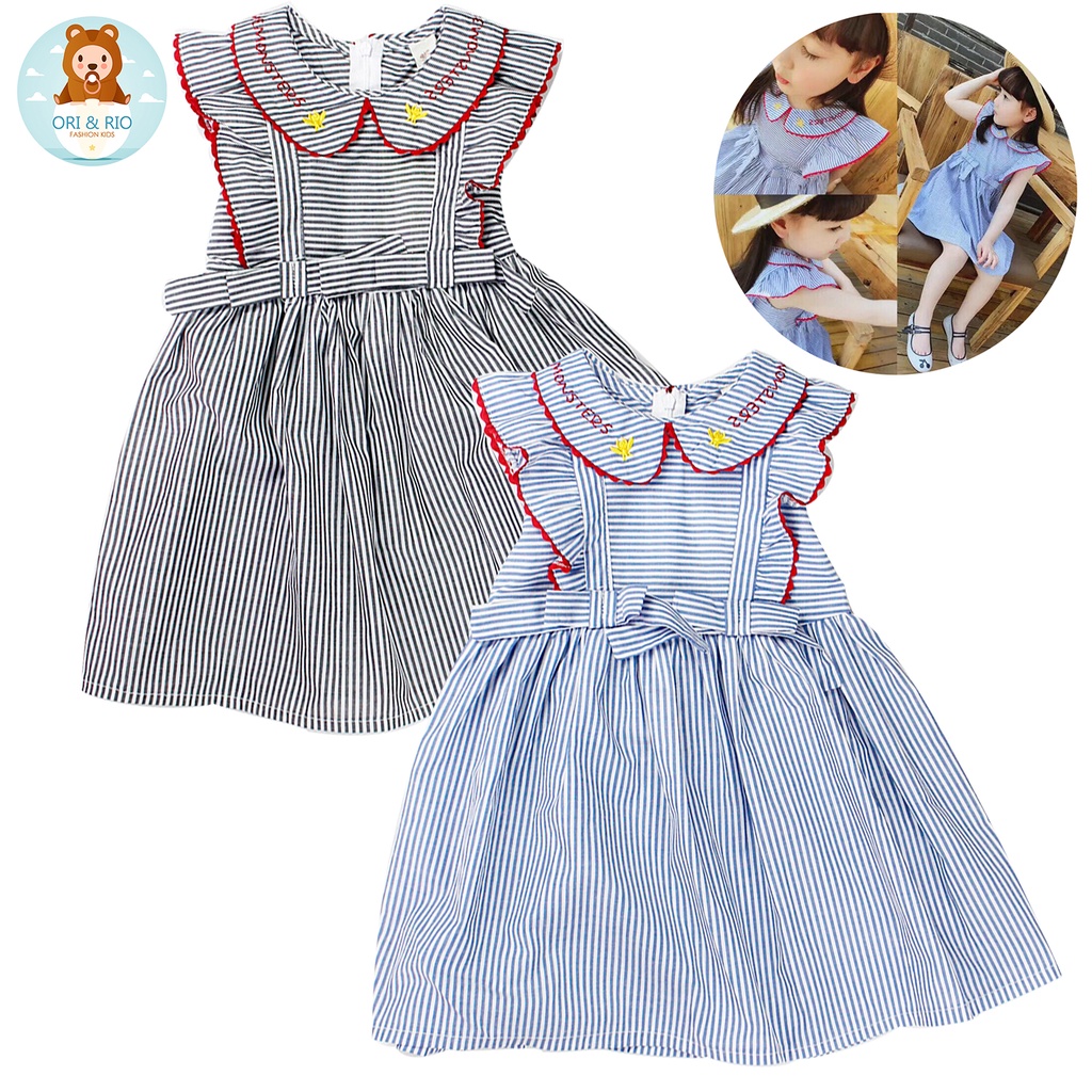Đầm bé gái Quảng Châu form chuẩn đẹp sọc nhí cho bé 1 tuổi đến 5 tuổi, từ 12 kg đến 20 kg chất mềm 02588-02589