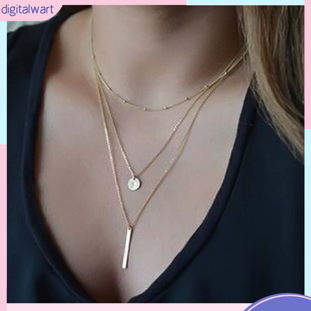 Dây Chuyền Hợp Kim 3 Tầng Mặt Tròn Thời Trang Cho Nữ