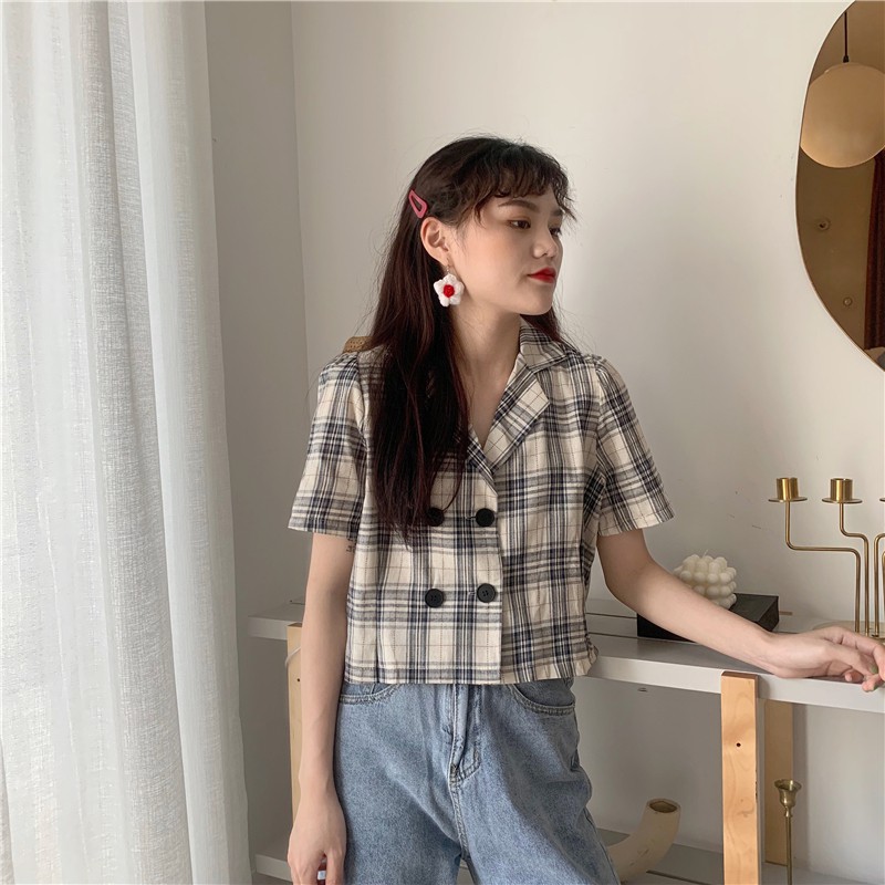 [SẴN] Áo kiểu croptop sơ mi nữ Ulzzang Quảng Châu ASC33 | BigBuy360 - bigbuy360.vn