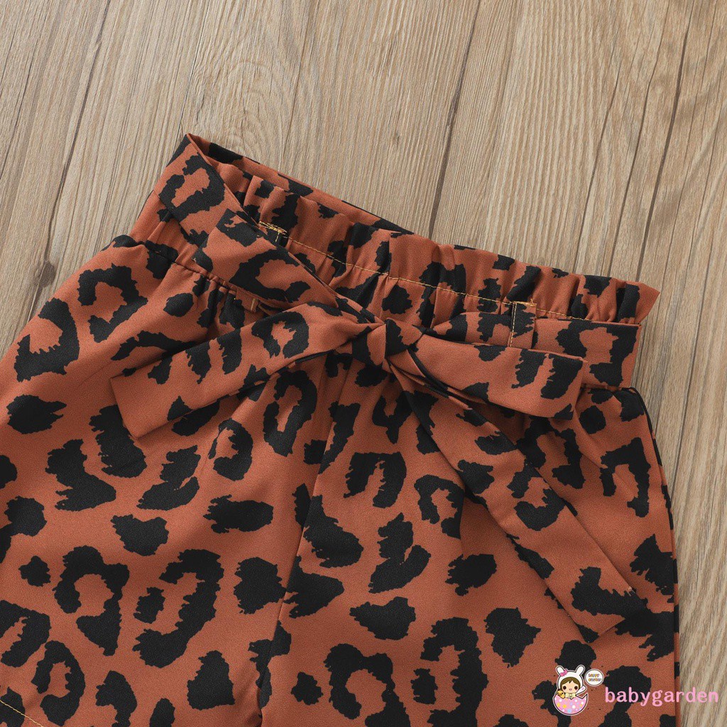 Babygarden Bộ Áo Hai Dây + Quần Short Họa Tiết Da Báo Màu Trơn Thời Trang Cho Bé Gái