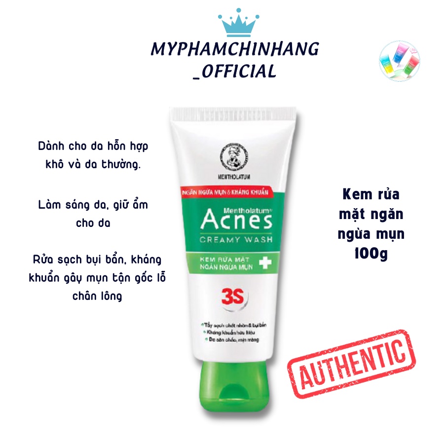 Kem rửa mặt ngăn ngừa mụn Acnes Creamy Wash 100g